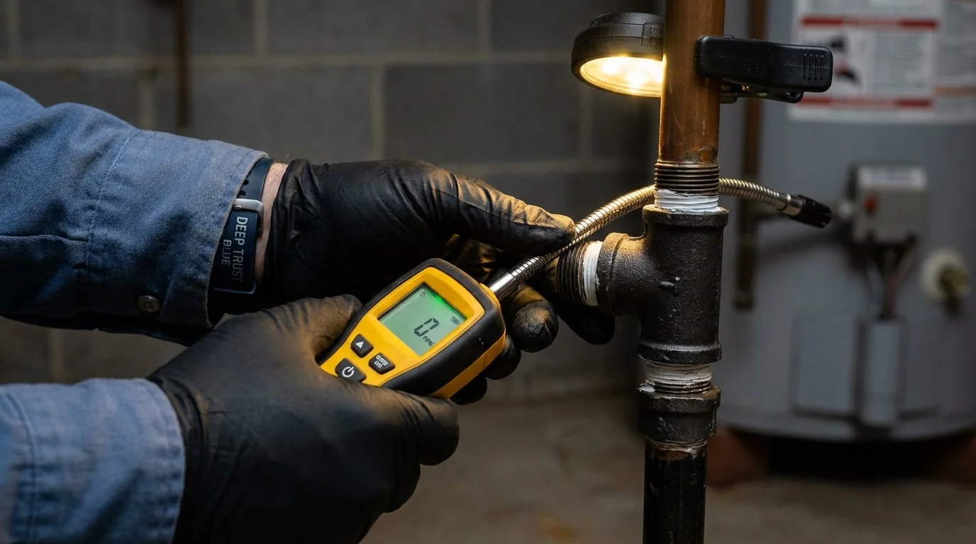 Gas leak detection with electronic sniffer by Johns Plumbing LLC in Chickasha